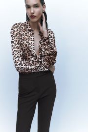 SATIN EFFECT SHIRT - Leopard taupe brown United States at Zara